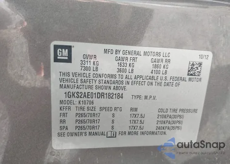 2013 GMC Yukon Sle z USA, uszkodzony, nr VIN 1GKS2AE01DR182184